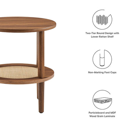 Modway Torus Round Side Table, Walnut