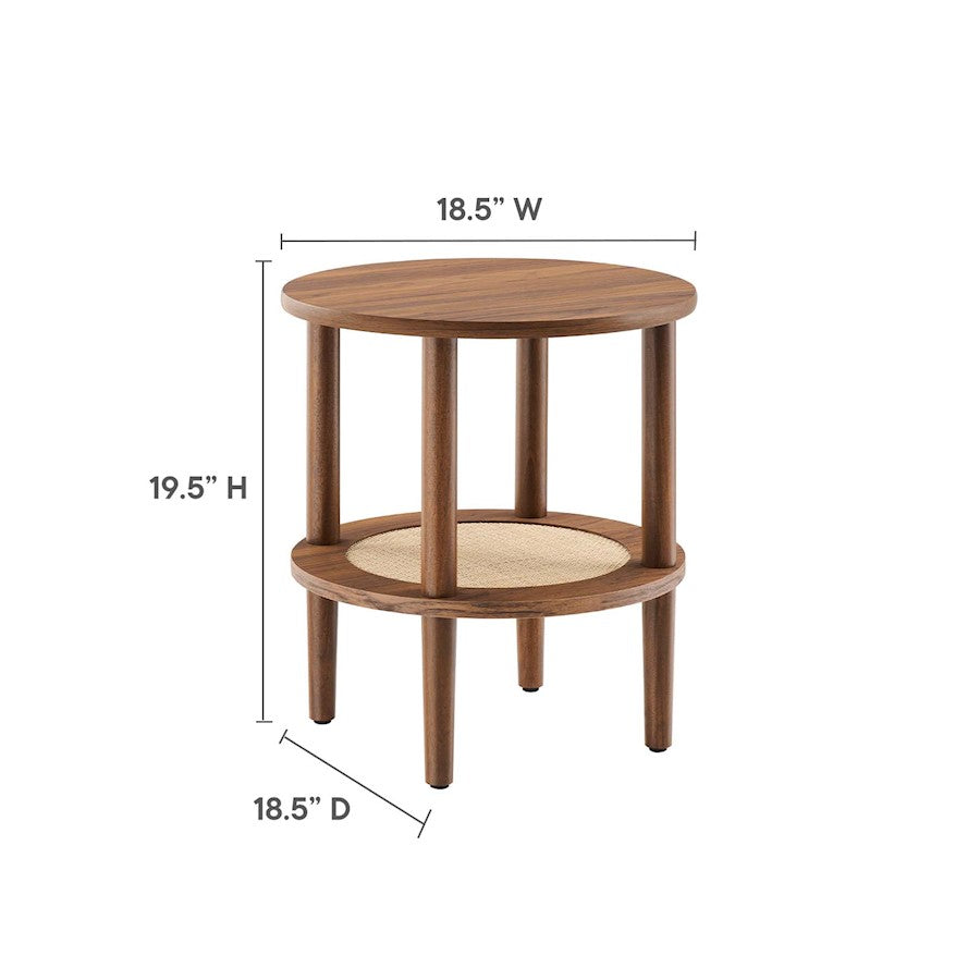 Modway Torus Round Side Table, Walnut