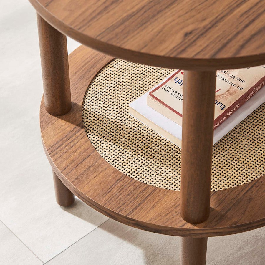 Modway Torus Round Side Table, Walnut