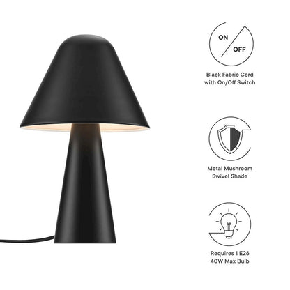 Jovial Metal Mushroom Table Lamp, Black