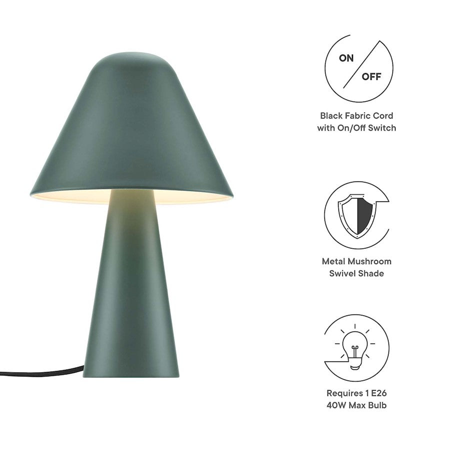 Jovial Metal Mushroom Table Lamp, Green