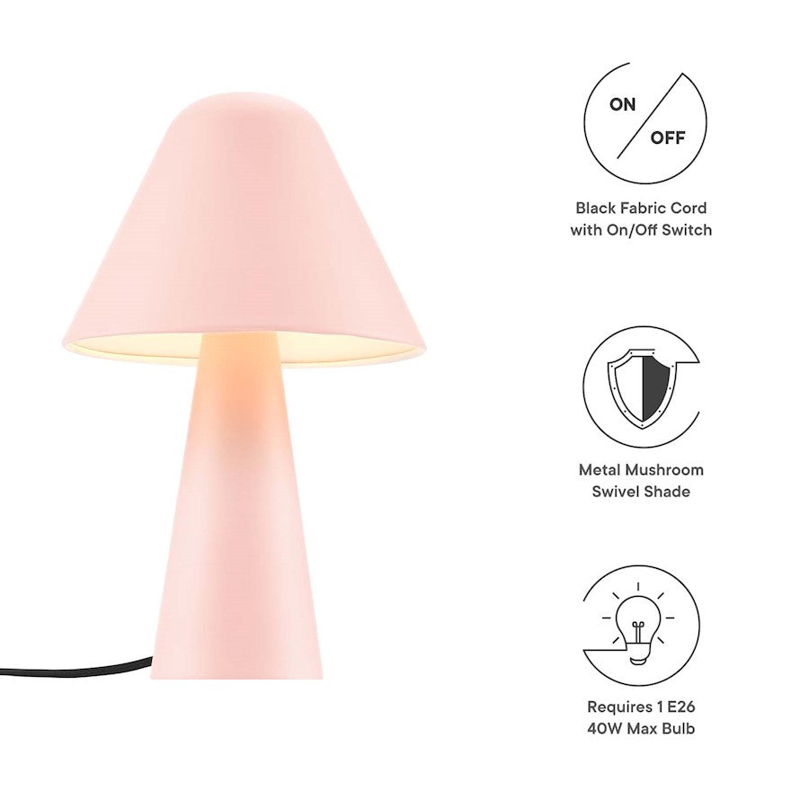 Jovial Metal Mushroom Table Lamp, Pink