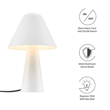 Jovial Metal Mushroom Table Lamp, White