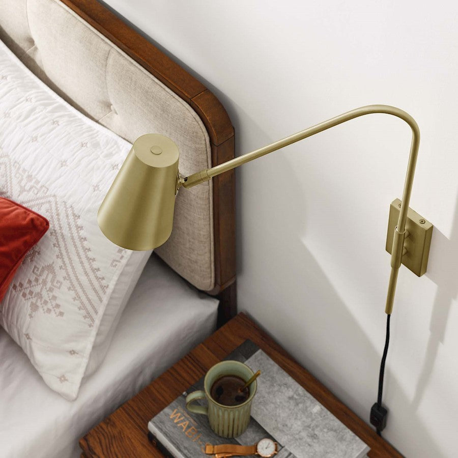 Faye Metal Wall Sconce, Satin Brass