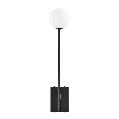 Riva White Globe Wall Sconce, Black