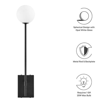 Riva White Globe Wall Sconce, Black