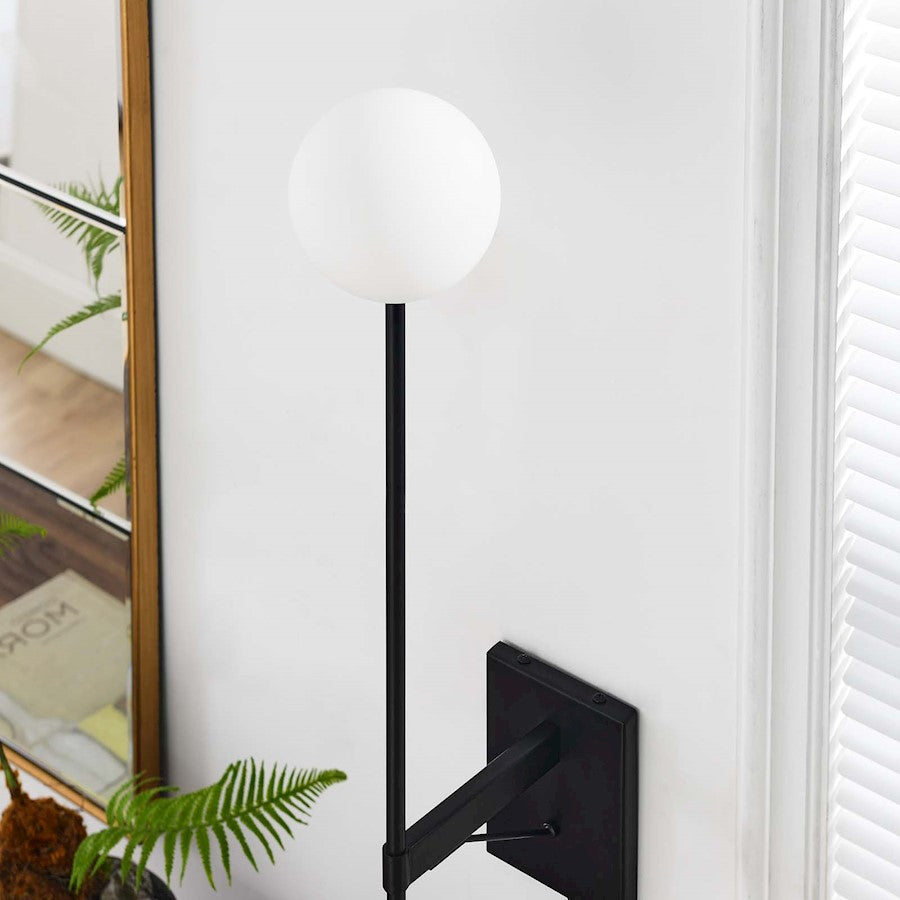 Riva White Globe Wall Sconce, Black