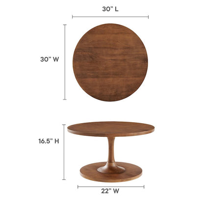 Modway Lina Round Coffee Table, Walnut