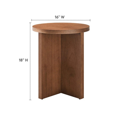 Modway Silas Round Side Table, Walnut