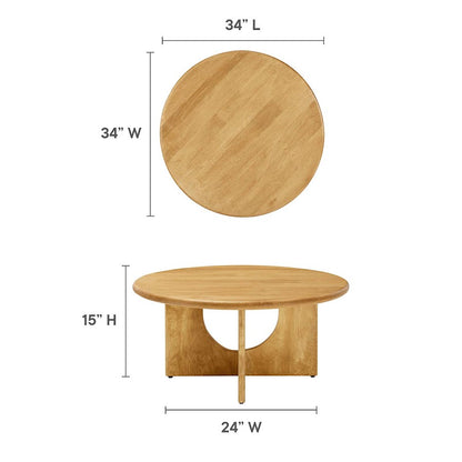 Modway Rivian Round 34" Coffee Table, Oak