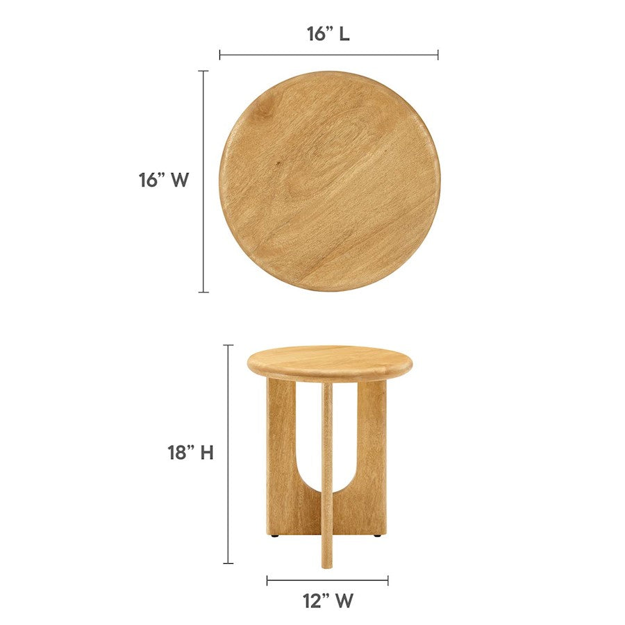 Modway Rivian Round Side Table, Oak