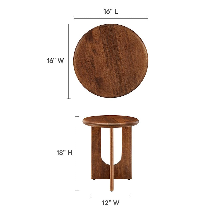 Modway Rivian Round Side Table, Walnut