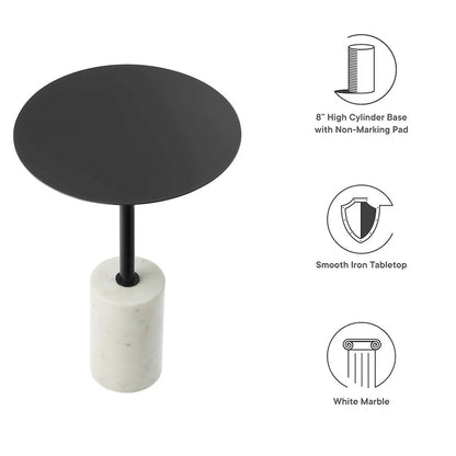 Modway Lyric Round Side Table, White/Black