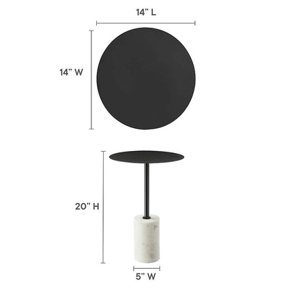 Modway Lyric Round Side Table, White/Black