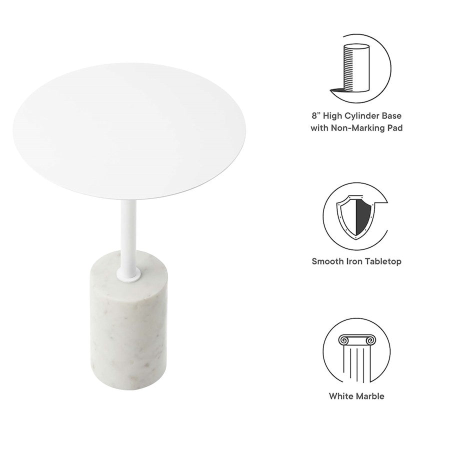 Modway Lyric Round Side Table, White
