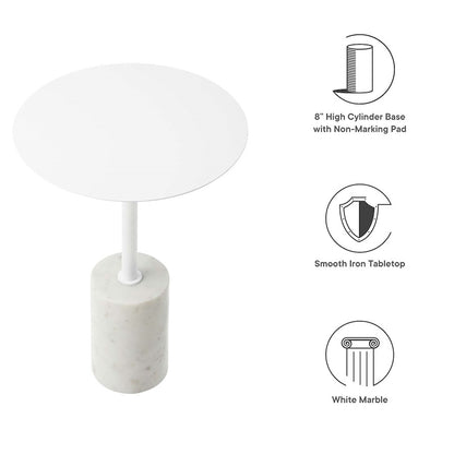 Modway Lyric Round Side Table, White
