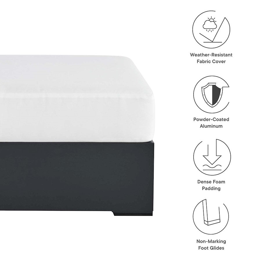 Modway Tahoe Outdoor Ottoman, Gray/White