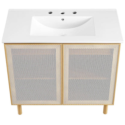 Modway Calla 36" Bathroom Vanity, White/Oak