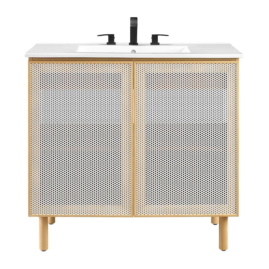 Modway Calla 36" Bathroom Vanity, White/Oak