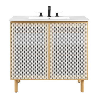 Modway Calla 36" Bathroom Vanity, White/Oak