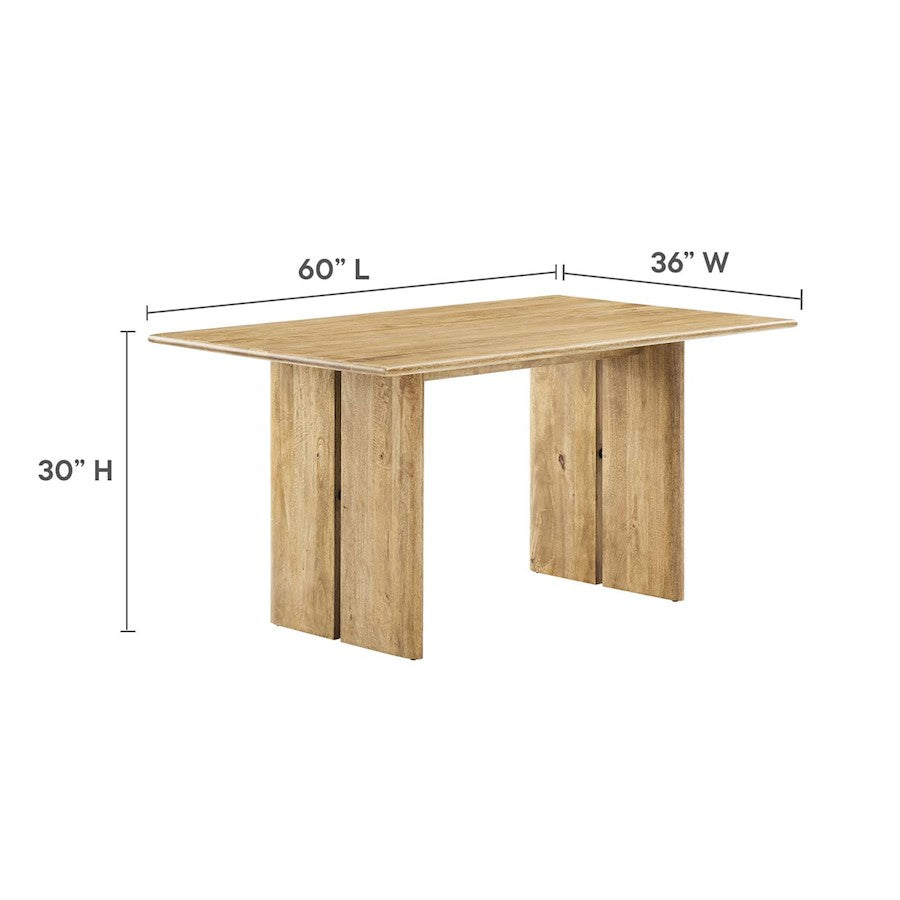 Modway Amistad 60" Dining Table/Bench Set, Oak