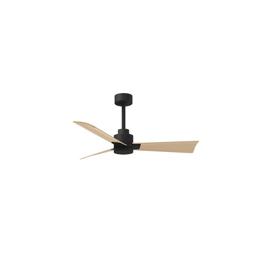 Matthews Fan Alessandra 42in 3-Blade Ceiling Fan | Transitional Matte Black and Light Maple ABS | Outdoor Patio & Covered Porch | Model AK-BK-LM-42