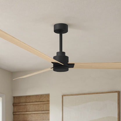 Matthews Fan Alessandra 72in 3-Blade Ceiling Fan | Transitional Matte Black and Light Maple ABS | Outdoor Patio & Covered Porch | Model AK-BK-LM-72