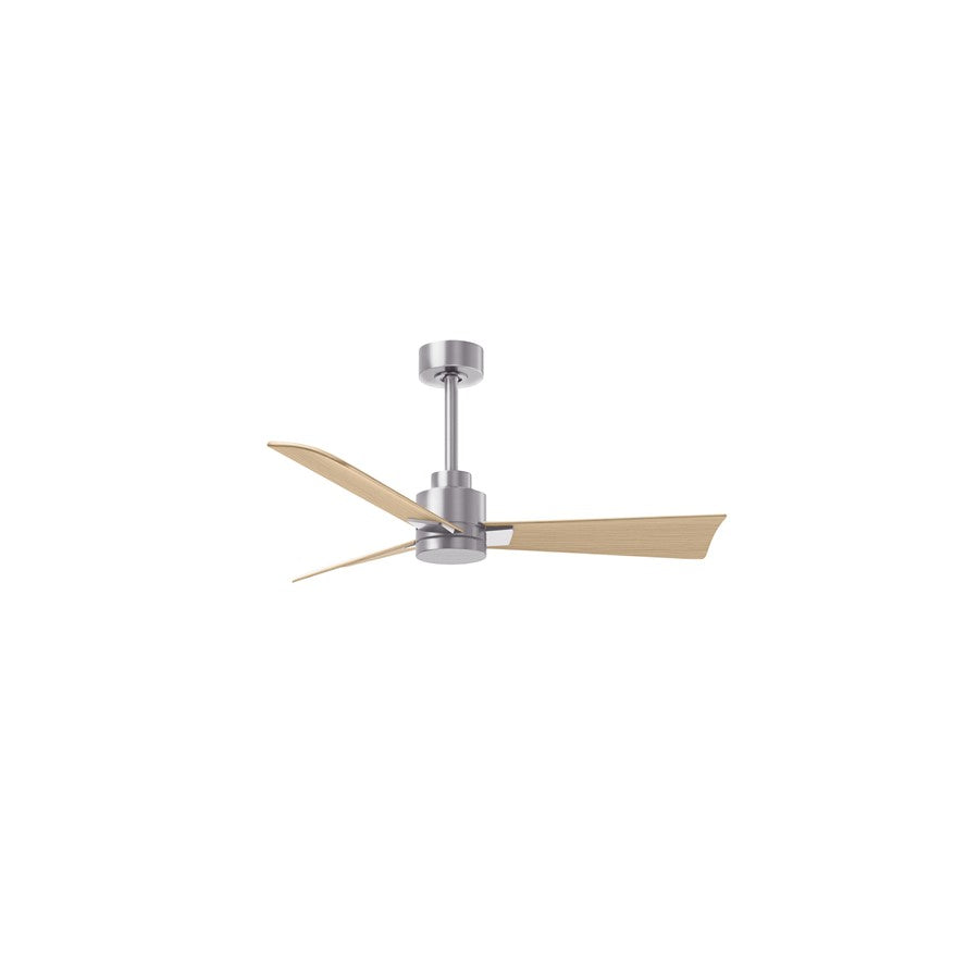Matthews Fan Alessandra 42in 3-Blade Ceiling Fan | Transitional Brushed Nickel and Light Maple ABS | Bedroom & Covered Patio | Model AK-BN-LM-42