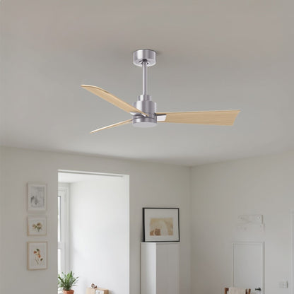 Matthews Fan Alessandra 42in 3-Blade Ceiling Fan | Transitional Brushed Nickel and Light Maple ABS | Bedroom & Covered Patio | Model AK-BN-LM-42