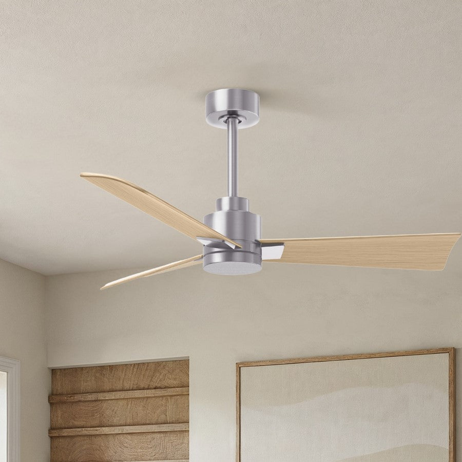 Matthews Fan Alessandra 42in 3-Blade Ceiling Fan | Transitional Brushed Nickel and Light Maple ABS | Bedroom & Covered Patio | Model AK-BN-LM-42