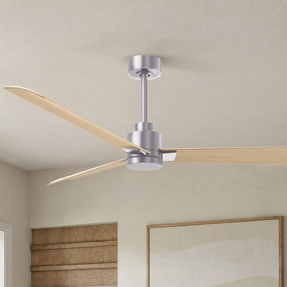 Matthews Fan Alessandra 56in 3-Blade Ceiling Fan | Transitional Brushed Nickel and Light Maple ABS | Living Room & Covered Patio | Model AK-BN-LM-56