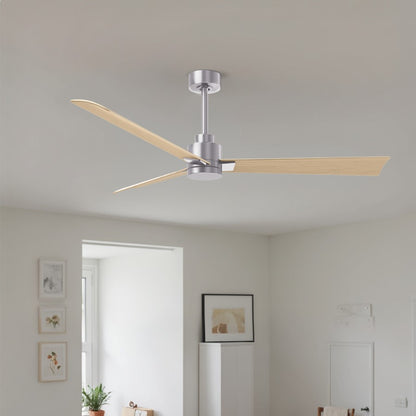 Matthews Fans Alessandra 72in 3-Blade Ceiling Fan | Transitional Brushed Nickel and Light Maple ABS | Great Rooms & Open Living | Model AK-BN-LM-72