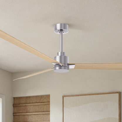 Matthews Fans Alessandra 72in 3-Blade Ceiling Fan | Transitional Brushed Nickel and Light Maple ABS | Great Rooms & Open Living | Model AK-BN-LM-72