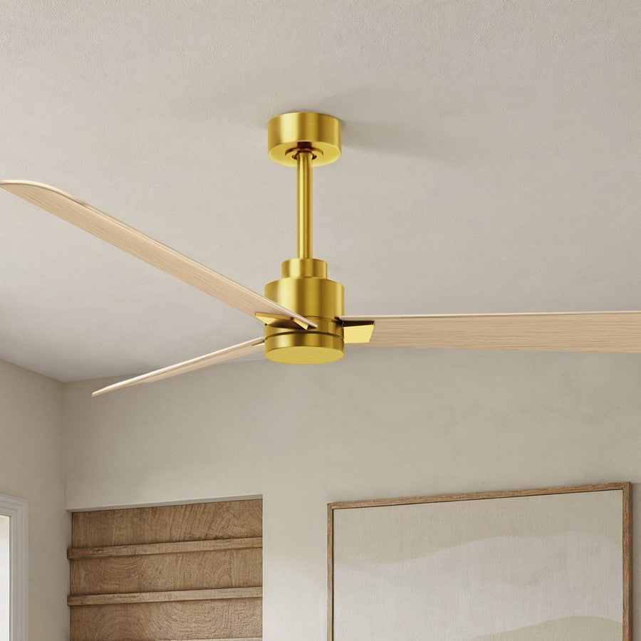 Matthews Fan Alessandra 56in 3-Blade Ceiling Fan | Brushed Brass and Light Maple ABS | Great Rooms & Covered Patios | Model AK-BRBR-LM-56