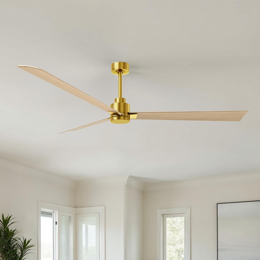 Matthews Fan Alessandra 72in 3-Blade Ceiling Fan | Brushed Brass and Light Maple ABS | Great Rooms & Covered Patios | Model AK-BRBR-LM-72