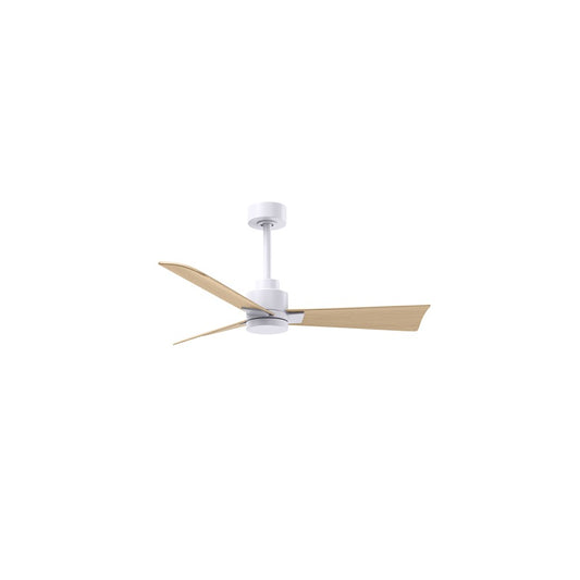 Matthews Fans Alessandra 42in 3-Blade Ceiling Fan | Transitional Matte White and Light Maple ABS Blades | Covered Patio & Open | Model AK-MWH-LM-42