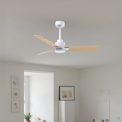 Matthews Fans Alessandra 42in 3-Blade Ceiling Fan | Transitional Matte White and Light Maple ABS Blades | Covered Patio & Open | Model AK-MWH-LM-42