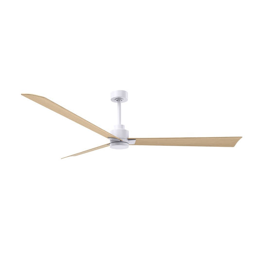 Matthews Fans Alessandra 72in 3-Blade Ceiling Fan | Transitional Matte White and Light Maple ABS Blades | Covered Patio & Open | Model AK-MWH-LM-72