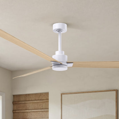Matthews Fans Alessandra 72in 3-Blade Ceiling Fan | Transitional Matte White and Light Maple ABS Blades | Covered Patio & Open | Model AK-MWH-LM-72