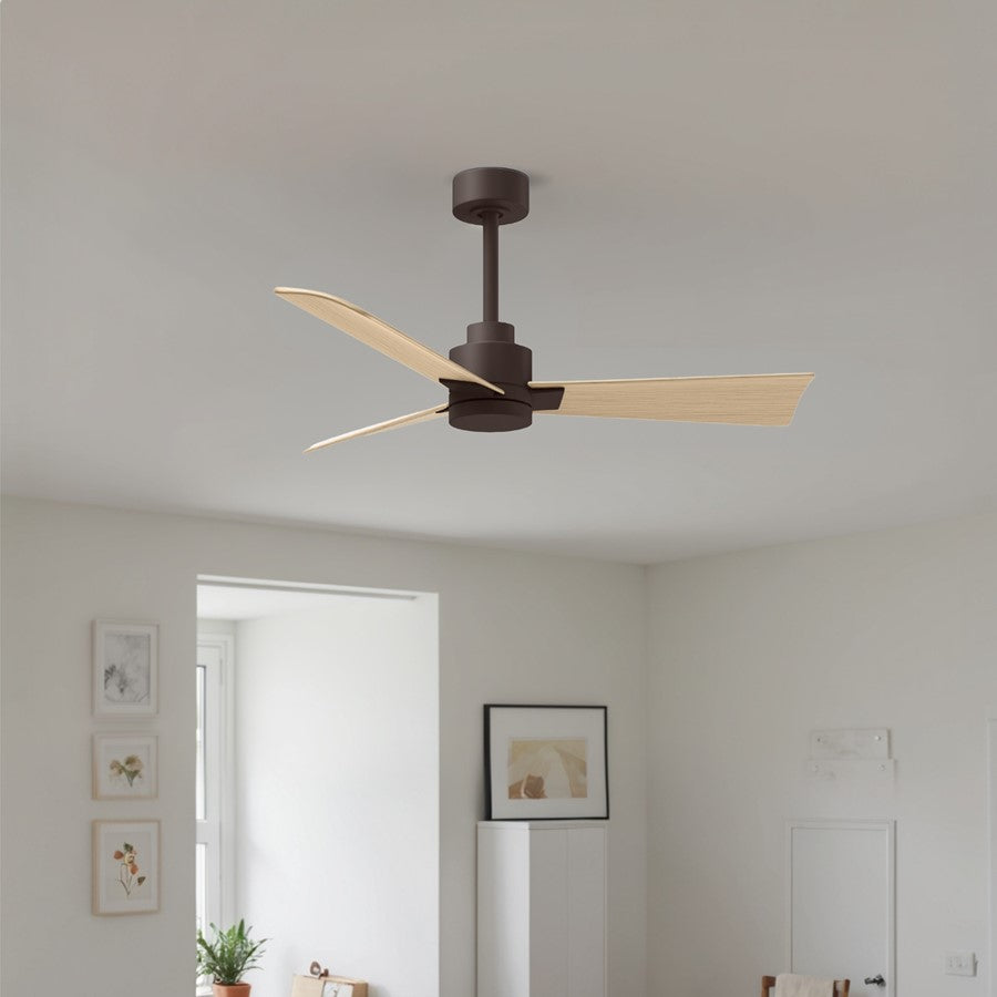 Matthews Fans Alessandra 42in 3-Blade Ceiling Fan | Transitional Textured Bronze and Light Maple ABS | Bedroom & Covered Patio | Model AK-TB-LM-42