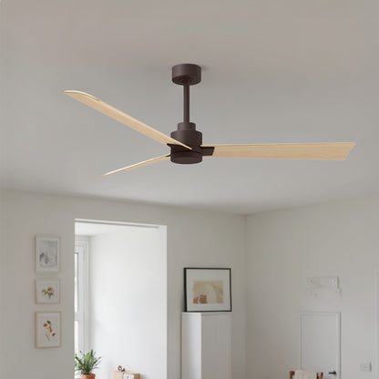 Matthews Fans Alessandra 56in 3-Blade Ceiling Fan | Transitional Textured Bronze and Light Maple ABS | Living Room & Covered | Model AK-TB-LM-56