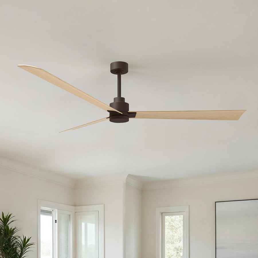 Matthews Fans Alessandra 72in 3-Blade Ceiling Fan | Transitional Textured Bronze and Light Maple ABS Blades | Great Rooms | Model AK-TB-LM-72