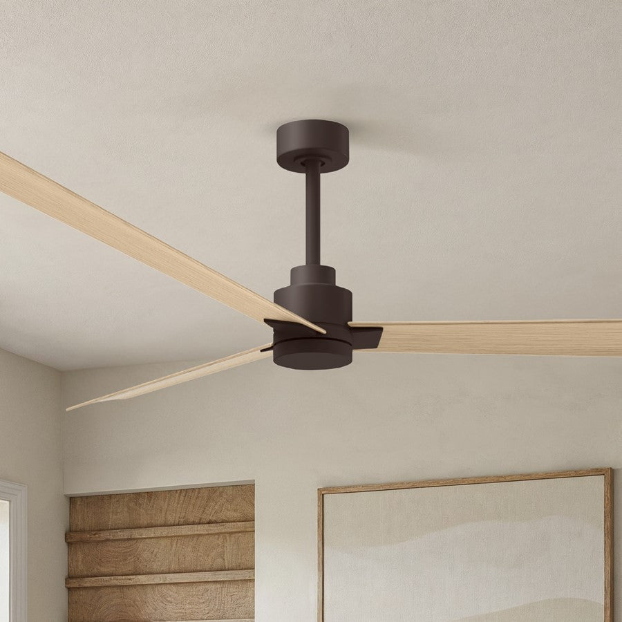 Matthews Fans Alessandra 72in 3-Blade Ceiling Fan | Transitional Textured Bronze and Light Maple ABS Blades | Great Rooms | Model AK-TB-LM-72