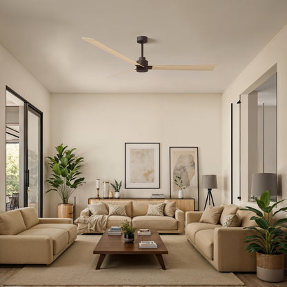 Matthews Fans Alessandra 72in 3-Blade Ceiling Fan | Transitional Textured Bronze and Light Maple ABS Blades | Great Rooms | Model AK-TB-LM-72