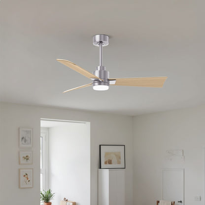Matthews Fans Alessandra 42in 3-Blade Ceiling Fan | Transitional Brushed Nickel and Light Maple ABS | Bedrooms & Covered Patios | Model AKLK-BN-LM-42