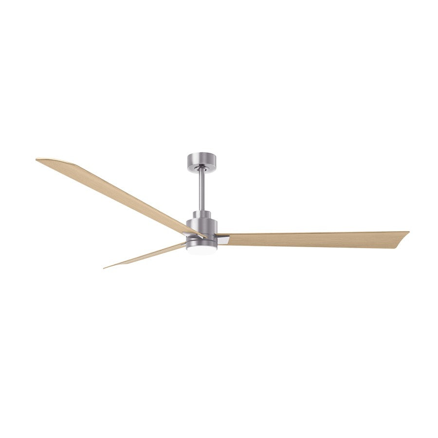 Matthews Fans Alessandra 72in 3-Blade Ceiling Fan | Transitional Brushed Nickel and Light Maple ABS | Great Rooms & Covered | Model AKLK-BN-LM-72