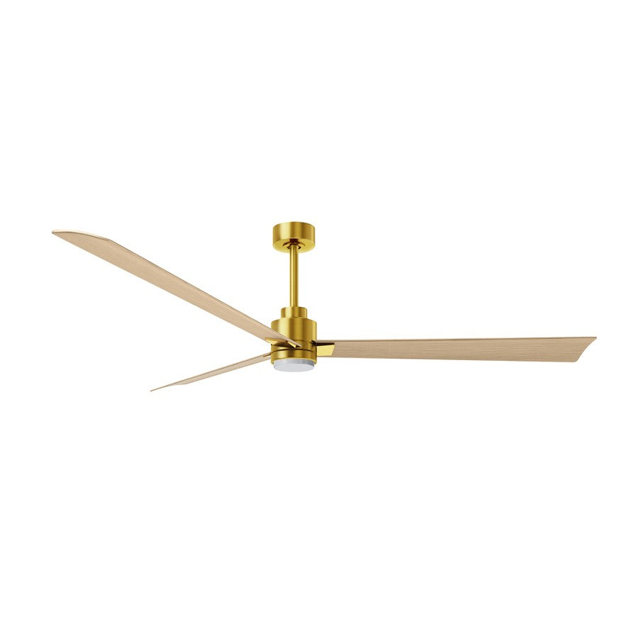 Matthews Fans Alessandra 72in 3-Blade Ceiling Fan | Brushed Brass and Light Maple ABS | Great Rooms & Open Living | Model AKLK-BRBR-LM-72