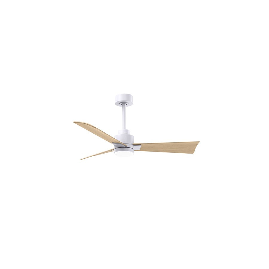 Matthews Fans Alessandra 42in 3-Blade Ceiling Fan with Light | Transitional Matte White and Light Maple ABS | Bedroom & Living | Model AKLK-MWH-LM-42