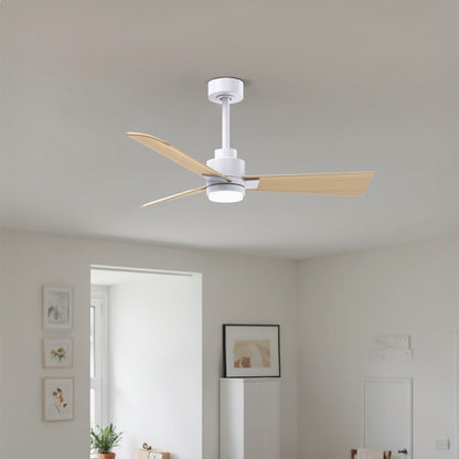 Matthews Fans Alessandra 42in 3-Blade Ceiling Fan with Light | Transitional Matte White and Light Maple ABS | Bedroom & Living | Model AKLK-MWH-LM-42