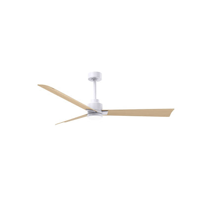 Matthews Fan Alessandra 56in 1-Light 3-Blade Ceiling Fan | Transitional Matte White and Light Maple Tone ABS | Outdoor Wet | Model AKLK-MWH-LM-56
